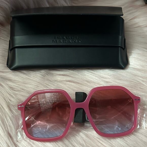 Isabel Marant Hot Pink Barbie Square L 55mm Sunglasses Boho Beachy Festival Glam